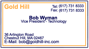 Bob Wyman, VP Technology, Email: bob@goldhill-inc.com